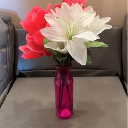 Small Pink Vase With Flowers