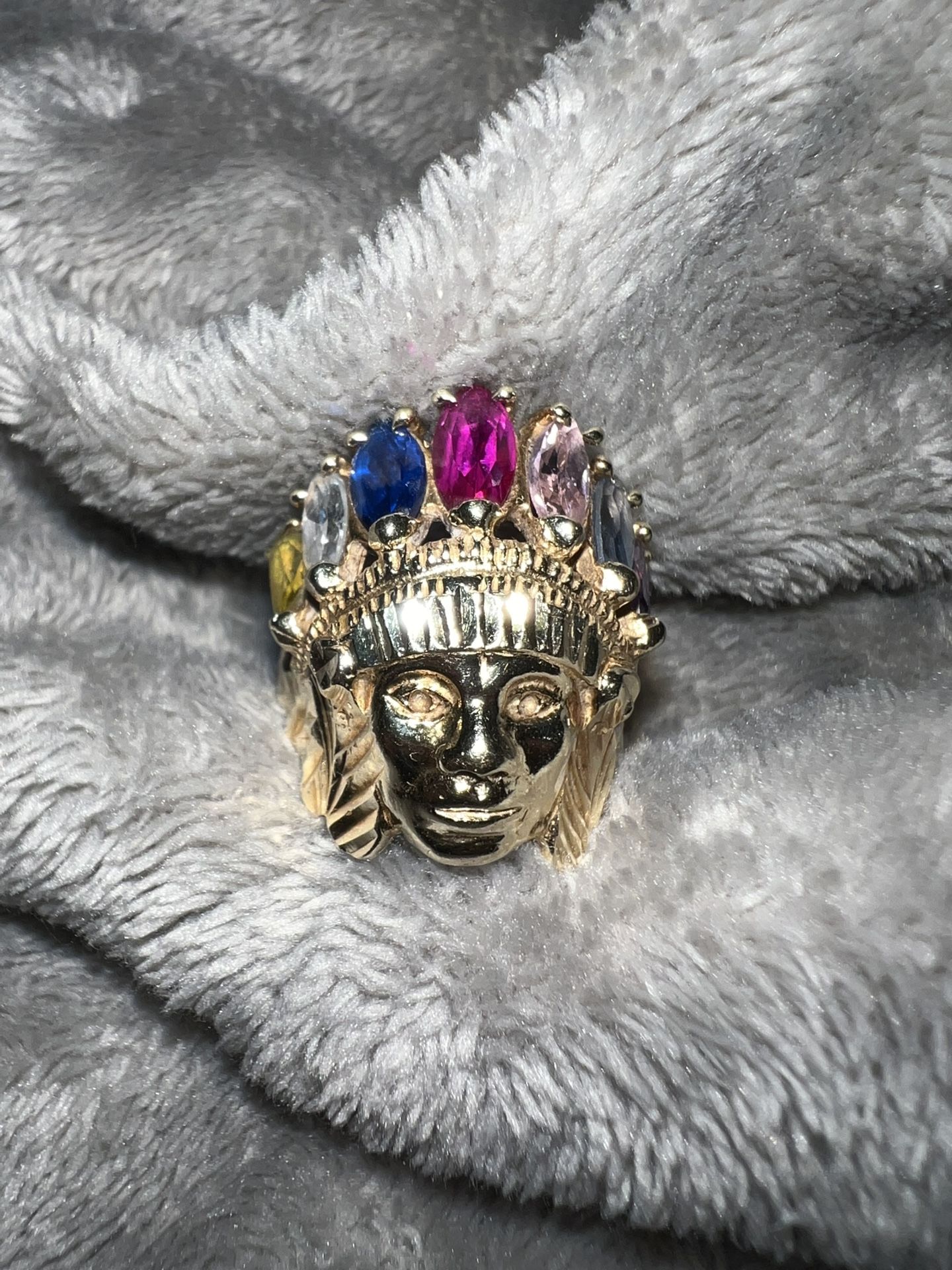 Real Solia Gold 10k Ring With Lucky Indian Figure