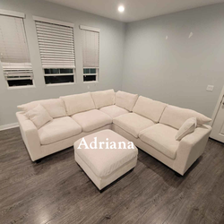 Gorgeous 4-Pc Corduroy Sectional Sofa With Ottoman