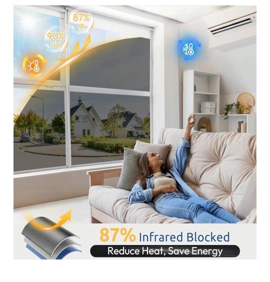 rabbitgoo One Way Mirror Window Film Tint Anti UV Reflective Glass 17.5" X 78.74