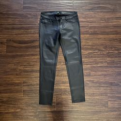 Black faux leather skinny jeans