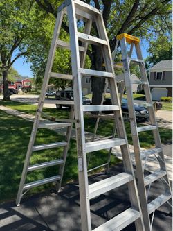 8ft double sided aluminum ladder
