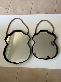 Set of (2)Wall Mirrors with Decorative Rope Hangers