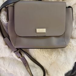 Kate Spade Taupe Leather Crossbody Bag Minimal Gold Logo