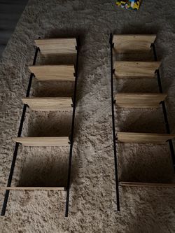 Floating Wall Shelves Wood and Black Metal