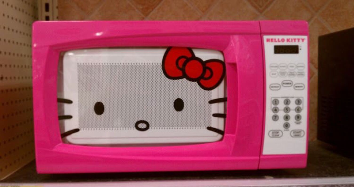 Pretty in pink with an adorable Hello Kitty design, 0.7 cubic foot/700 watt microwave . New