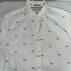 Size XL White Short Sleeve Collar Shirt 