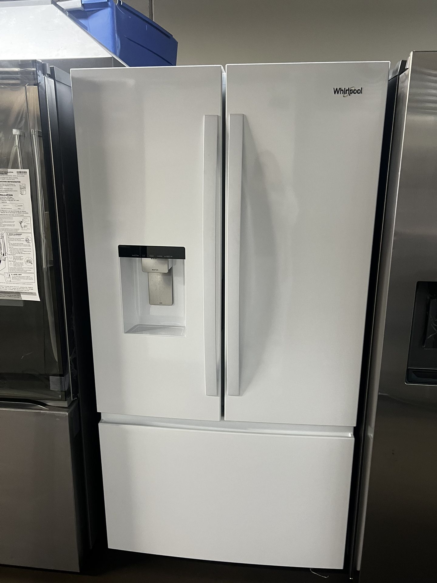 WHIRLPOOL GLOSS WHITE FRENCH STYLE REFRIGERATOR 