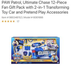 PAW Patrol, Ultimate Chase 12-Piece Fan Gift Pack with 2-in-1 Transforming Toy