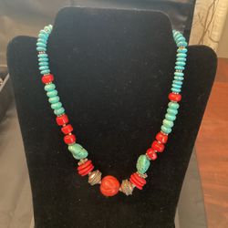 Vintage Turquoise Coral Necklace