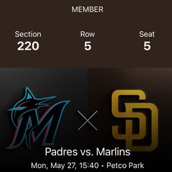 Padres vs Marlins (4 tickets) May 27, 2024 