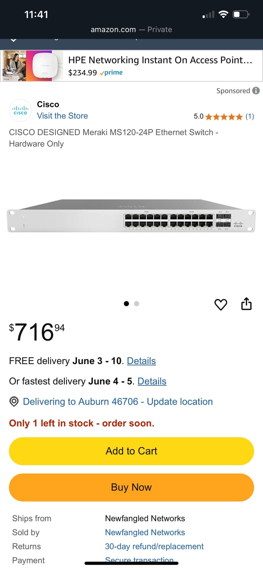 Cisco Meraki MS120-24P-HW