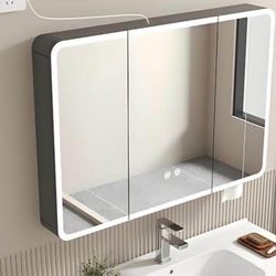 New 36x28 Smart Bathroom Led Mirror Cabinet with Anti-Fog Makeup Vanity Storage Medicine Cabinet