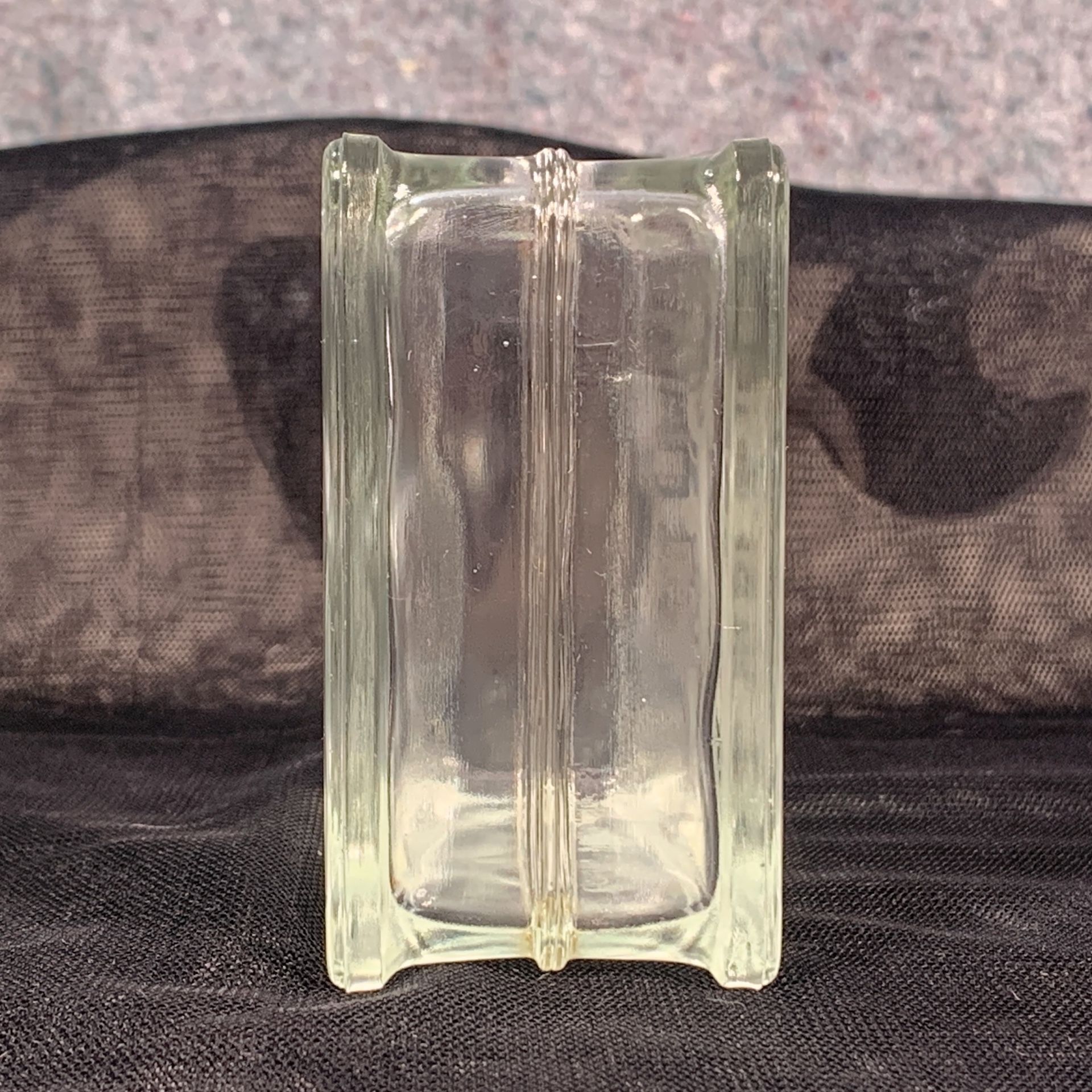 Vintage Hawaiian Etched Glass Block Vase Coat of Arms Hawaii 3.25”H