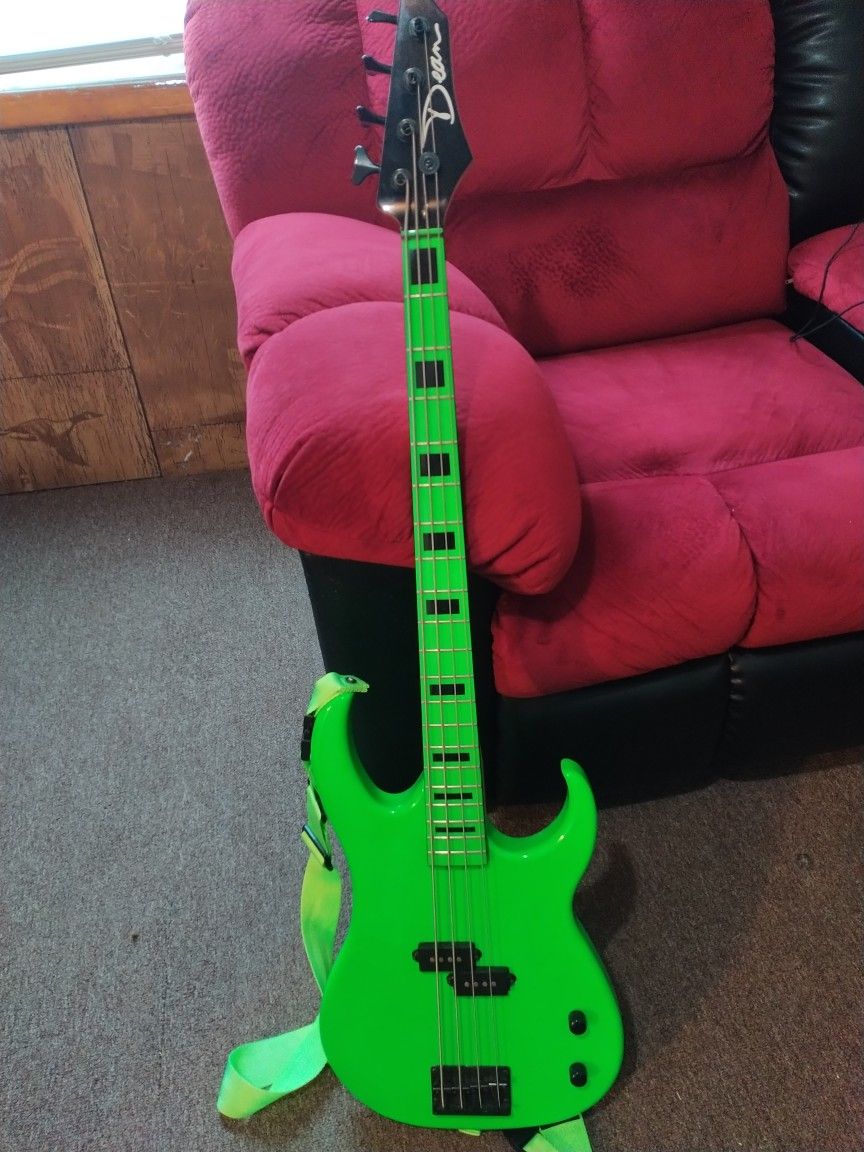 Dean Neon Green Bass Guitar