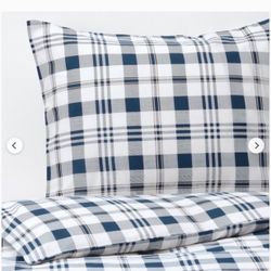 New Ikea SPIKVALLMO Duvet cover and pillowcase white blue, Twin size