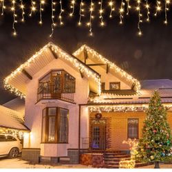 Icicle Christmas Lights Outdoor, 480 LED 39FT Icicle String Lights with 96 Drops 8 Modes and Timer, Twinkle Icicle Fairy Lights for House Patio Bedroo