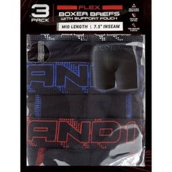 AND1 Men’s Underwear Flex Mid Length Boxer Briefs, Underpants, 3 pack size Medium  Waist 32-34