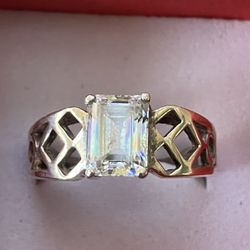 Vintage QVC Diamonique Sterling Silver Solitaire Ring 8