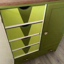  Vintage Retro Green Dresser Armoire 