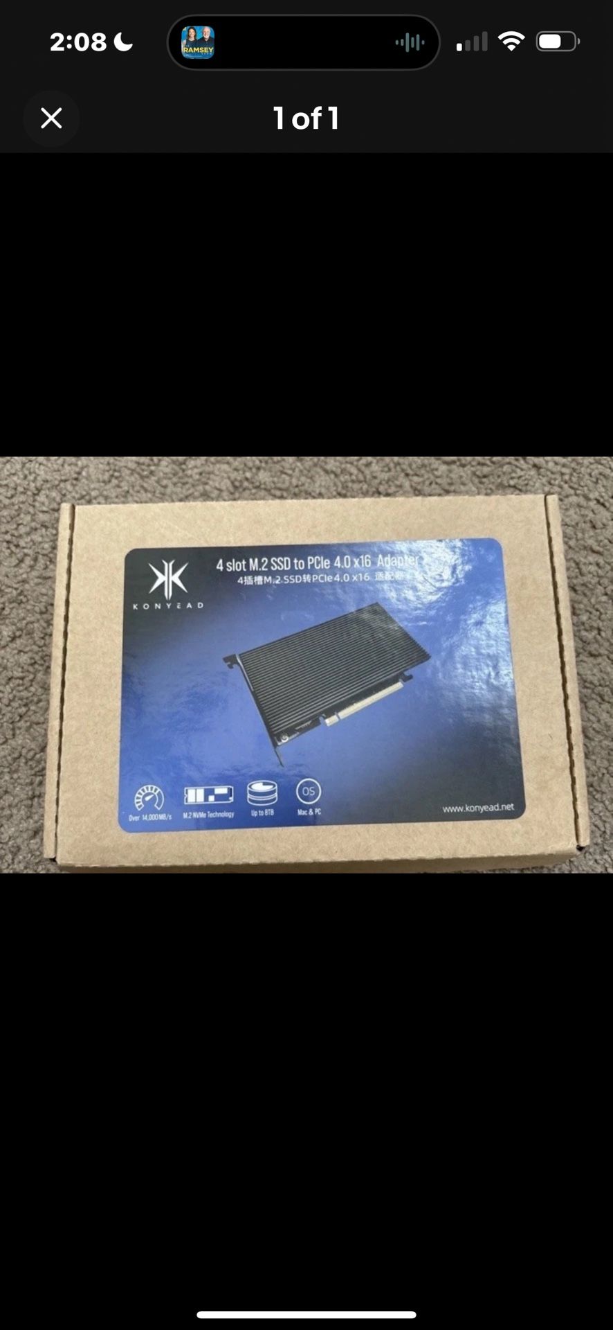 pcie4.0 x16 to m.2 m-Key nvme x 4 ssd Expansion Card with Heatsink，Supports 4 NV