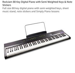 RockJam 88 Key Digital Piano with Semi Weighted Keys plus stand and sustain pedal