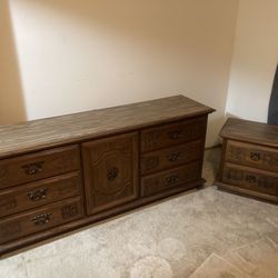 3 Piece Vintage Bedroom set: Dresser, Nightstand & Triple Dresser