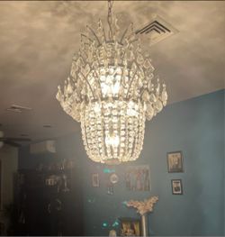 Beautiful Crystal And Chrome Empire Chandelier 