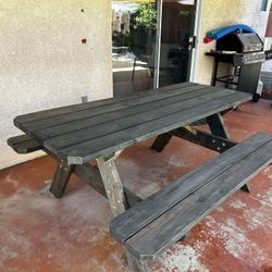 Black Outdoor Wood  Picnic Table