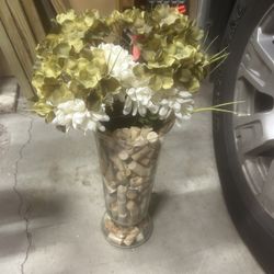 Wine Corks, Fake Flowers, Glass Vase