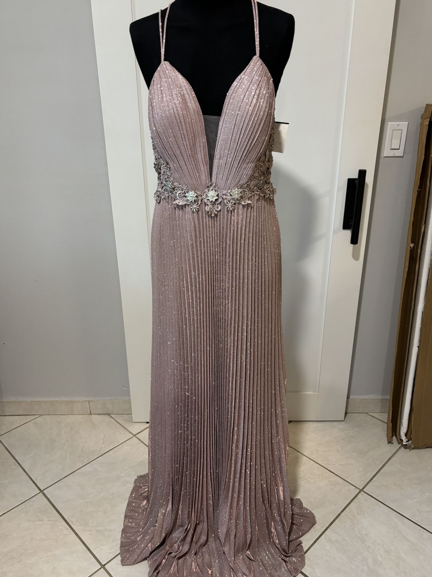 A-Line Pleated Long Prom Dress