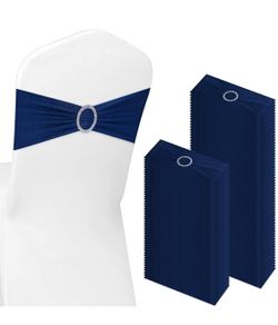 CHENGU 46 Pieces Spandex Stretch Chair Sashes Bows Elastic Chair Cover Bands Ties With Buckle Slider For Wedding Party Reception Events Universal Cer