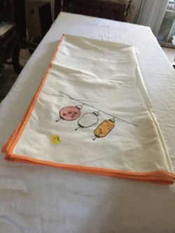 Antique collectible table spread, long 52 inches width 50 inches