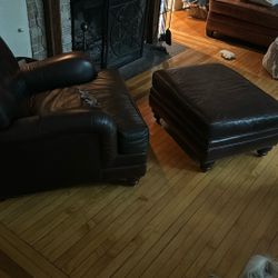 Leather Chair& Ottoman 