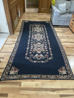 Floral Navy Blue Area Rug