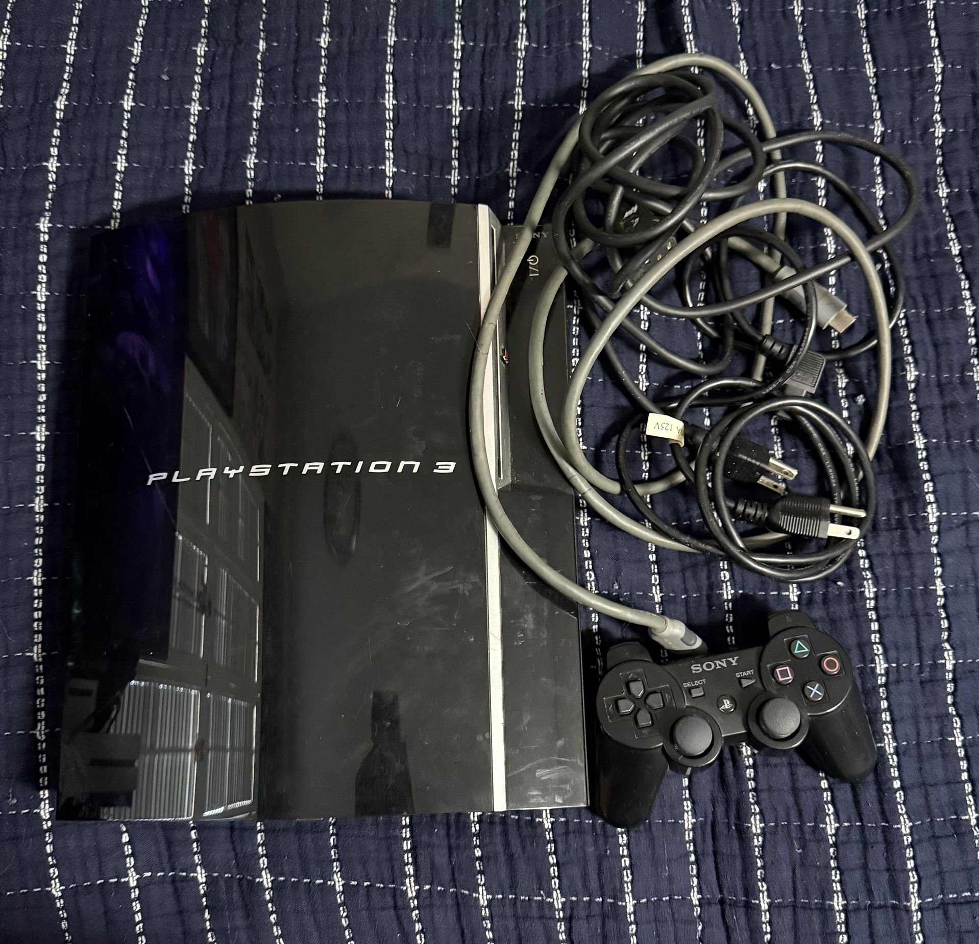 PS3 PlayStation 3 With Power Cord, HDMI Cable, And Controller
