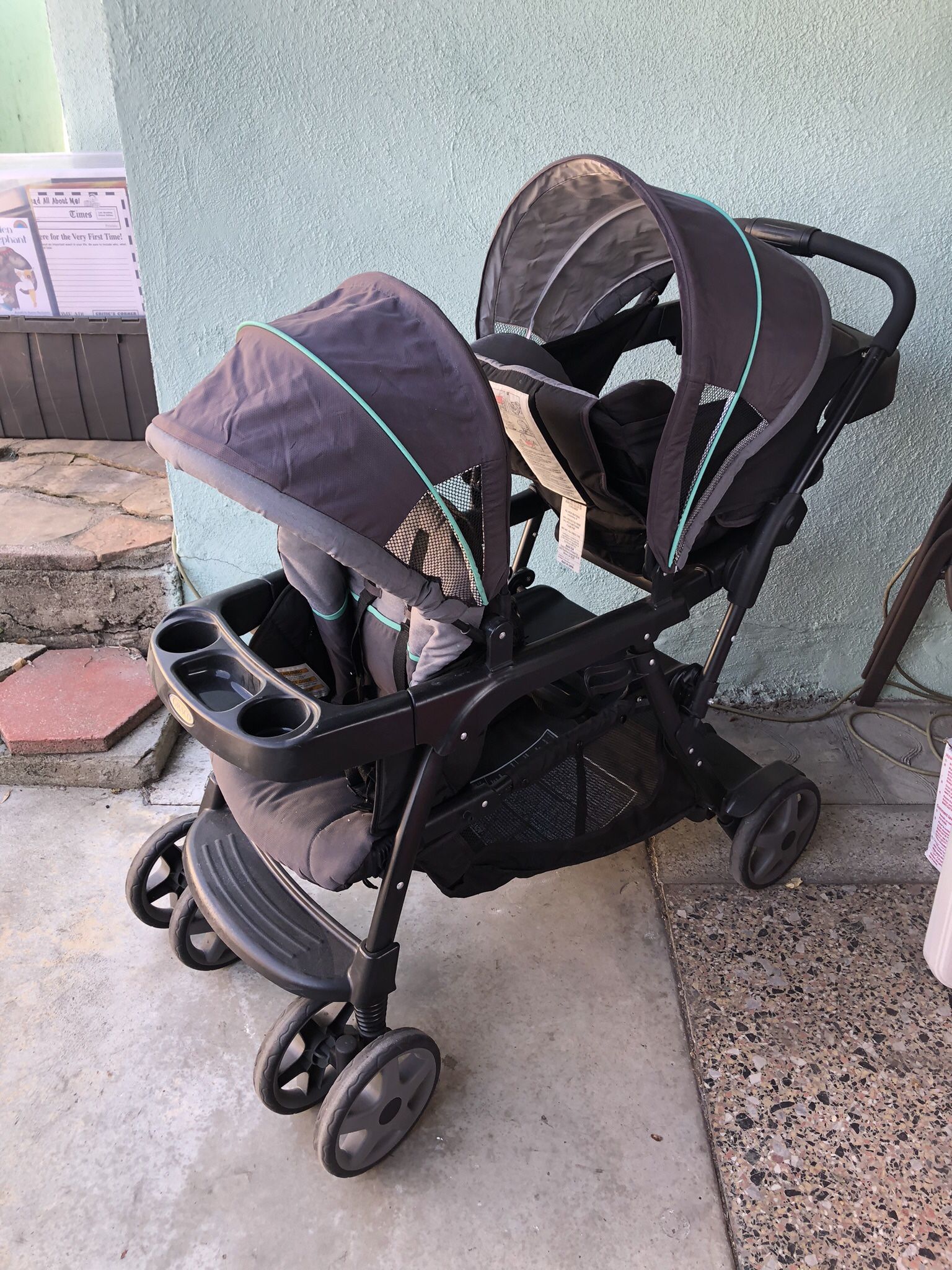 Tandem Double Stroller With Triple Capacity