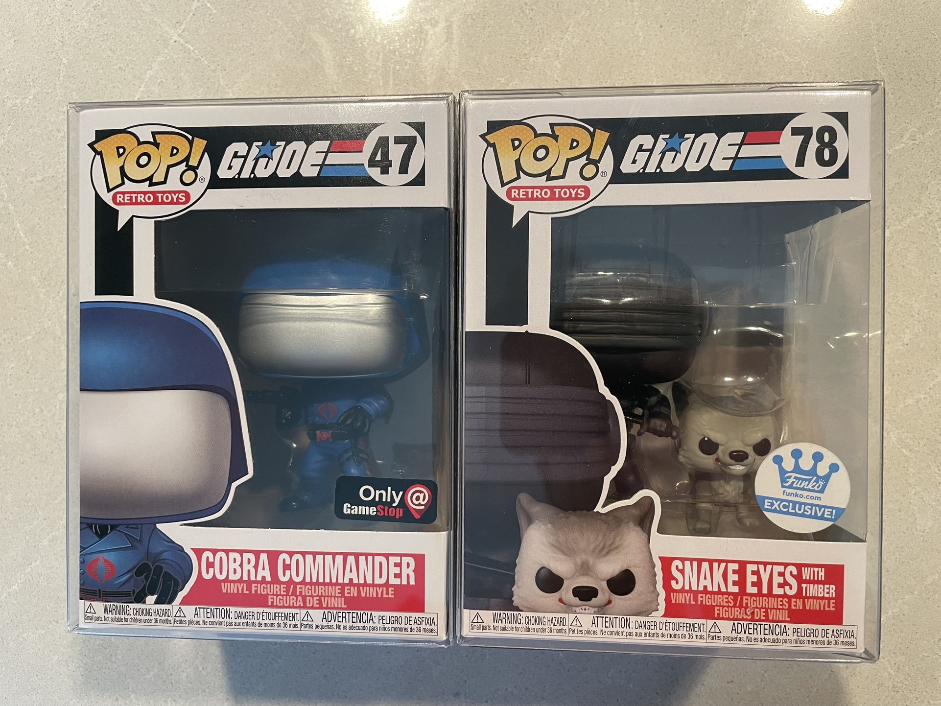 Cobra Commander & Snake Eyes Timber Funko Pop Set *MINT* Online Shop Gamestop Exclusive Retro Toys GI JOE 47 78 protector GIJOE Animation Television