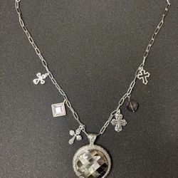 Handmade Cross Necklace 18in Paperclip Chain Chunky Junk Mult Charms Mixed Metal