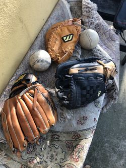 2 Baseball Gloves and Catcher’s Mitt