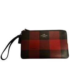 Buffalo Plaid Double Zip Wristlet 