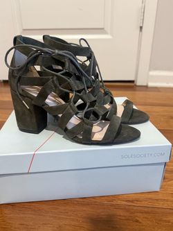 Sole Society Suede Lace-Up Block Heel Sandals size 8