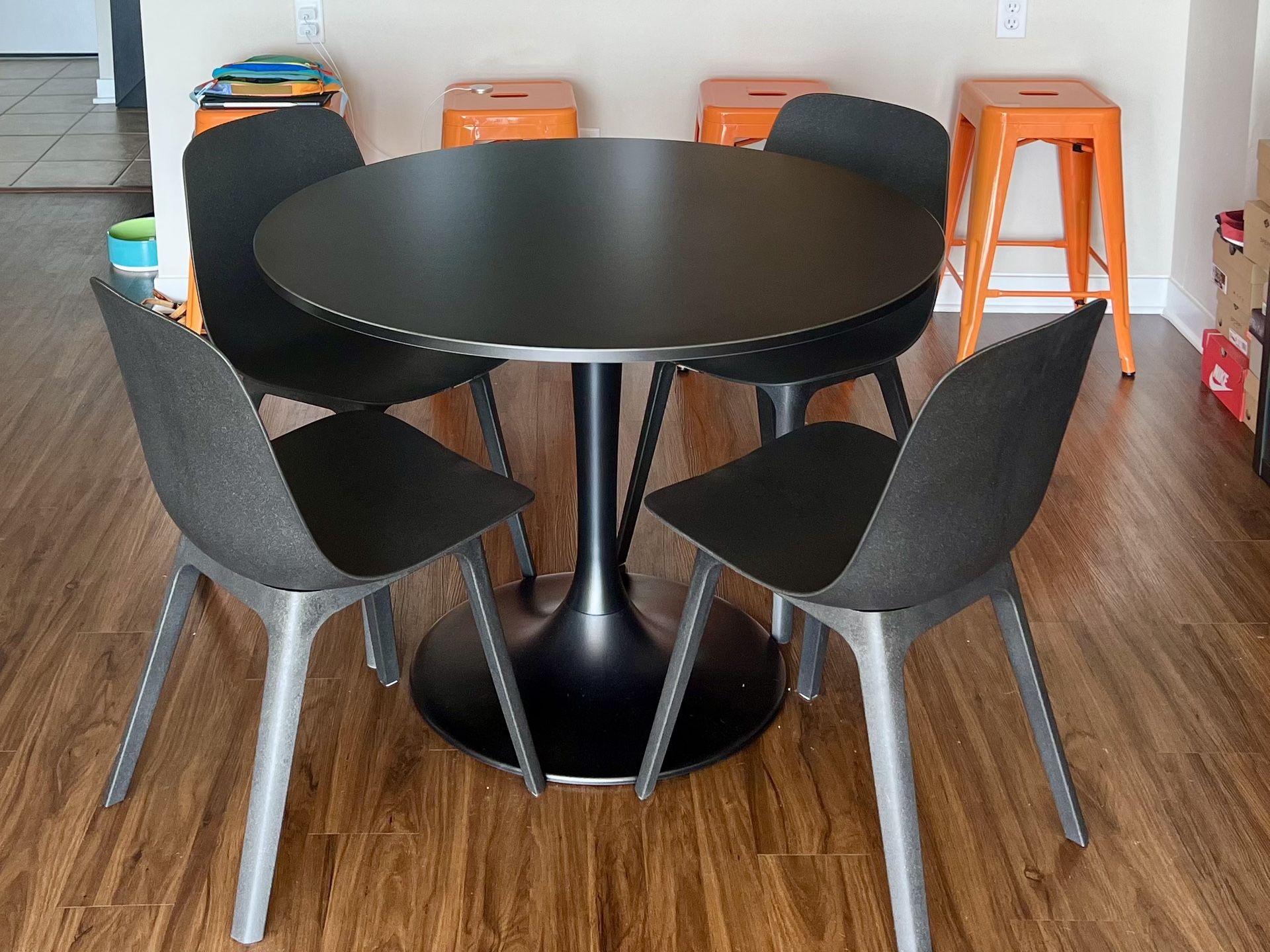 IKEA DOCKSTA Table (Black) + 4 ODGER Chairs – Like New – $500 Total