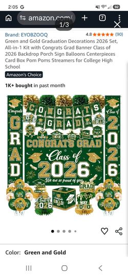 2026 Graduation Decorations green & gold