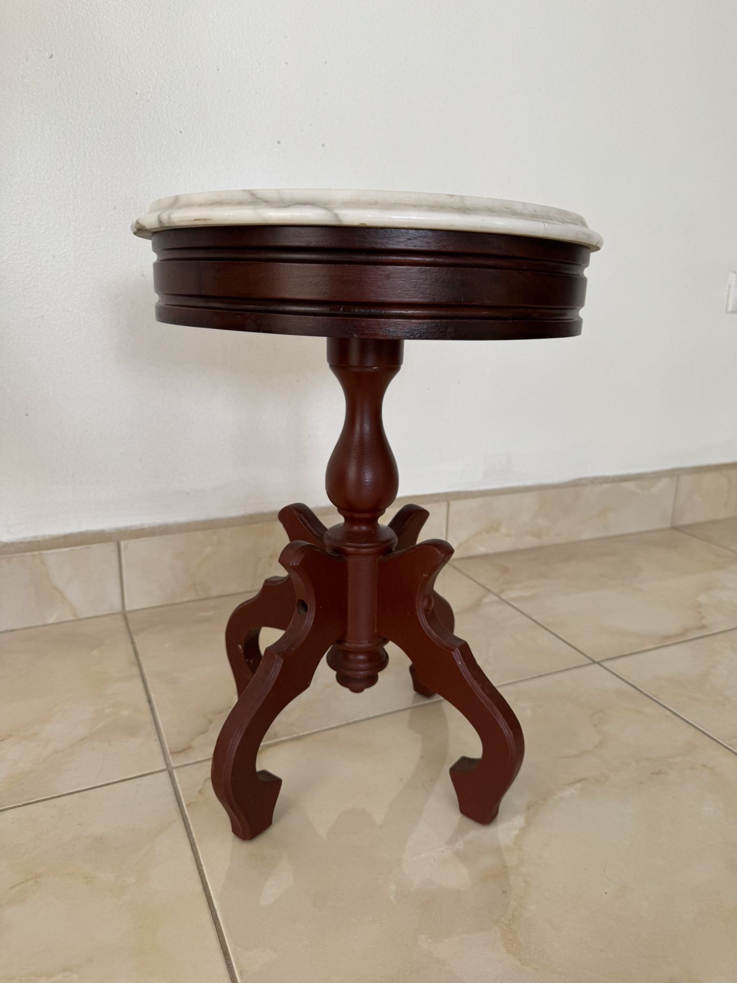 Walnut Marble Top Antique Plant Stand /table