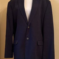 Tasso Elba Man’s Lined Linen Cotton Blazer Size XL(45-47); Blue
