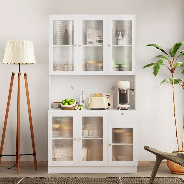 White 70" Tall Storage Cabinet with