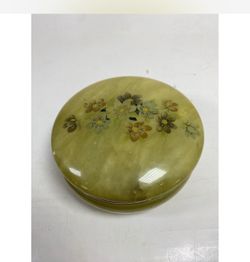 Vintage Alabaster Trinket Box Handmade in Italy