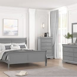 4 Piece Queen Bedroom set (Queen bed, Nightstand, Dresser & Mirror)