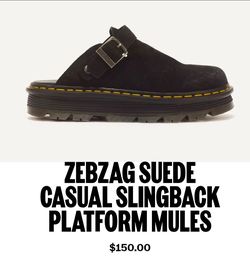 Dr. Martens Zebzag Suede Platform Mules Soze 10 woman